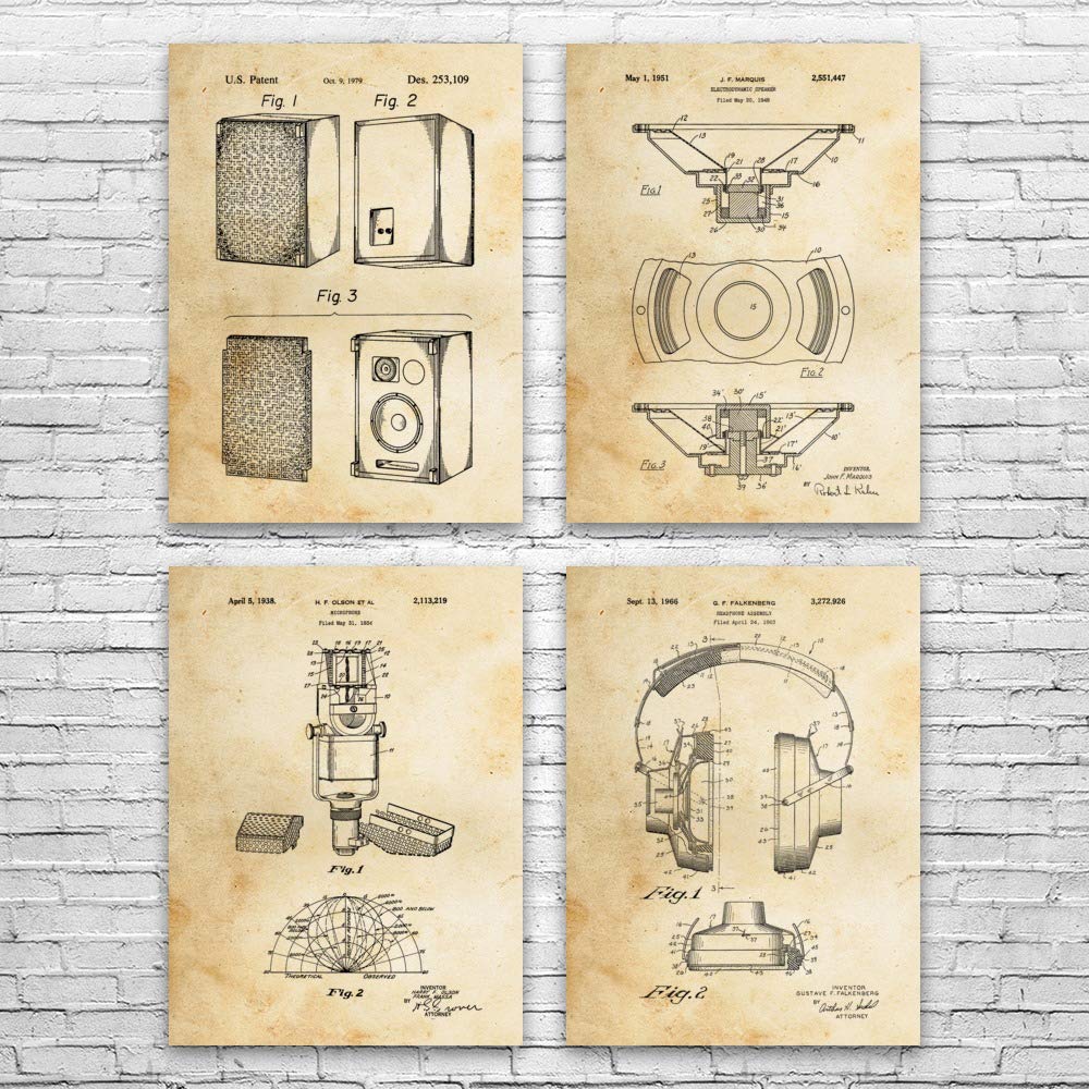 Amazon.com: Music Studio Patent Posters Set of 4 (8x10), DJ Gifts